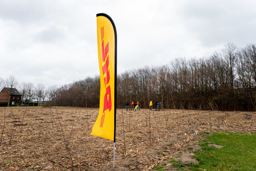DHL flag standing in the new DHL forest